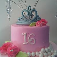 Sweet 16 Cake, Buttercream icing, fondant accents