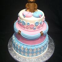 Teddy Bear Baby Shower Reveal Cake