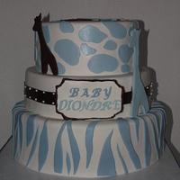 Giraffe and Zebra Print Baby Shower Cake