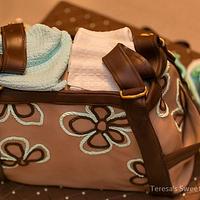 LIFE SIZE DIAPER BAG CAKE ...ALL EDIBLE AND HANDMADE BY ME  :)