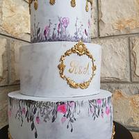 Handpainted rustic wedding cake