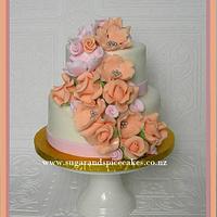 Peaches & Cream Mini Wedding Cake ~