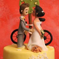 Lemon and daisy wedding cake
