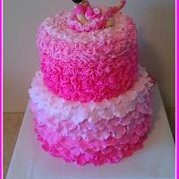 Pink ombre ballerina cake