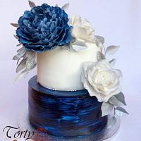 Blue silver white Cake