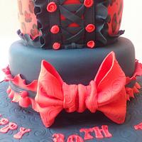Leopard print corset and garter cake