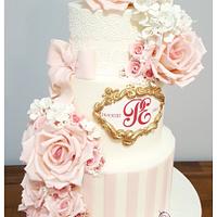 Soft pastel pink wedding cake