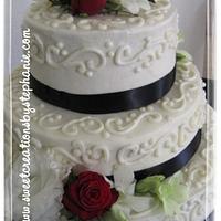 Black, White & Red Wedding cake