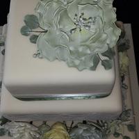 sage vintage wedding cake