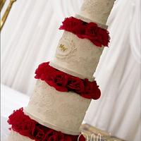 Elegant Red Wedding Cake