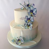 Blue orchid cake