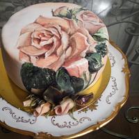 Handpainted rose cake