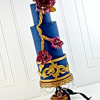 Regal Navy & Gold Wedding Cake