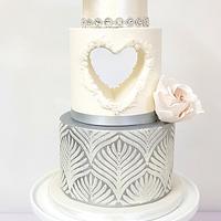 Heart shape wedding cake
