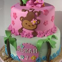 Monkey Love / Luau themed cake