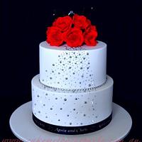 Red Fondant Roses/Ring Box Cake