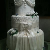 Wedding cake...first tiered fondant cake!