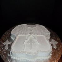 Sparkly White Christening/Baptism Cake
