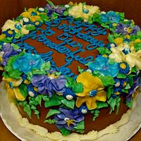 Chocolate buttercream floral cake