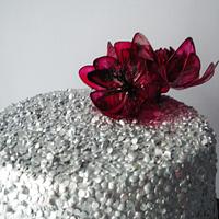 Birthday cake in silver