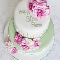 Ruffle Flower 30th Cake