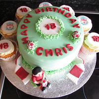Liverpool fans 18th birthday cake and cupcakes 