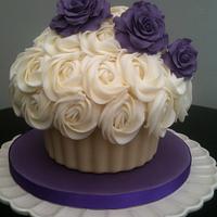 Giant Cupcake with purple roses