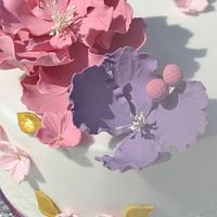 Pastel colours open peony flower cake