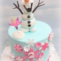 Frozen , Olaf birthday ruffle cake 