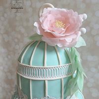 Birdcage with Wafer Paper Flowers