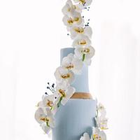 Sugar Orchid Wedding Cake: "Moths in Flight"