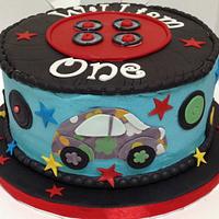 1st Birthday Mad About Wheels Cake