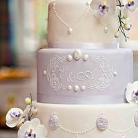 Romantic Wedding Cake with Cameo and Moth Orchid