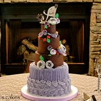 chocolate and lavender wedding cake