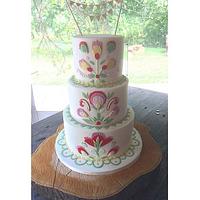 Folk Themed Wedding Cake