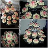 pink and white cake  cupcakes