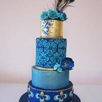 Peacock Blue Wedding Cake