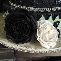 Abbeys 21st cake with sugar dahlias and English roses