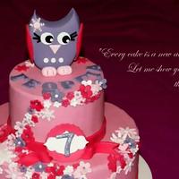 Pink Owl Cake 