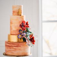 Watercolor Floral Wedding Cake