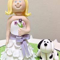 Girl & Her Puppy Birthday Cake