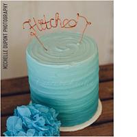 Teal ombre wedding cake