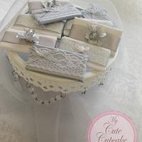 Silver and White Wedding Cake 