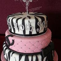3 Tier Zebra and Pink Birthday Cake