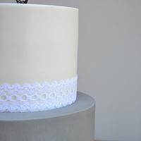 Rustic Grey Washed Wood effect Wedding Cake