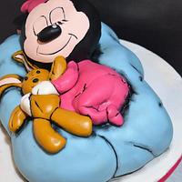 3D cake cartoon nap with teddy rabbit