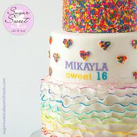 Rainbow Ruffles and Hearts Cake