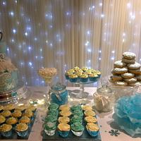 Frozen Cake and dessert table