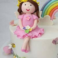 Rainbow & Garden fairy cake