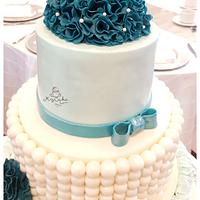 Teal ombre wedding cake theme